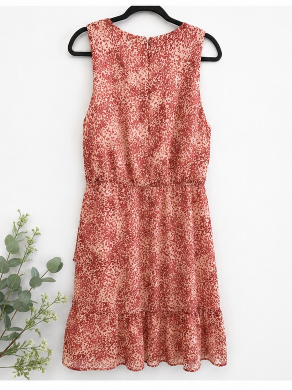 Express Pink Rust Floral Ruffle Wrap Mini Dress - Picture 4 of 4